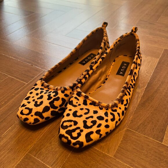 Aqua Leopard Print Flats - Picture 1 of 4